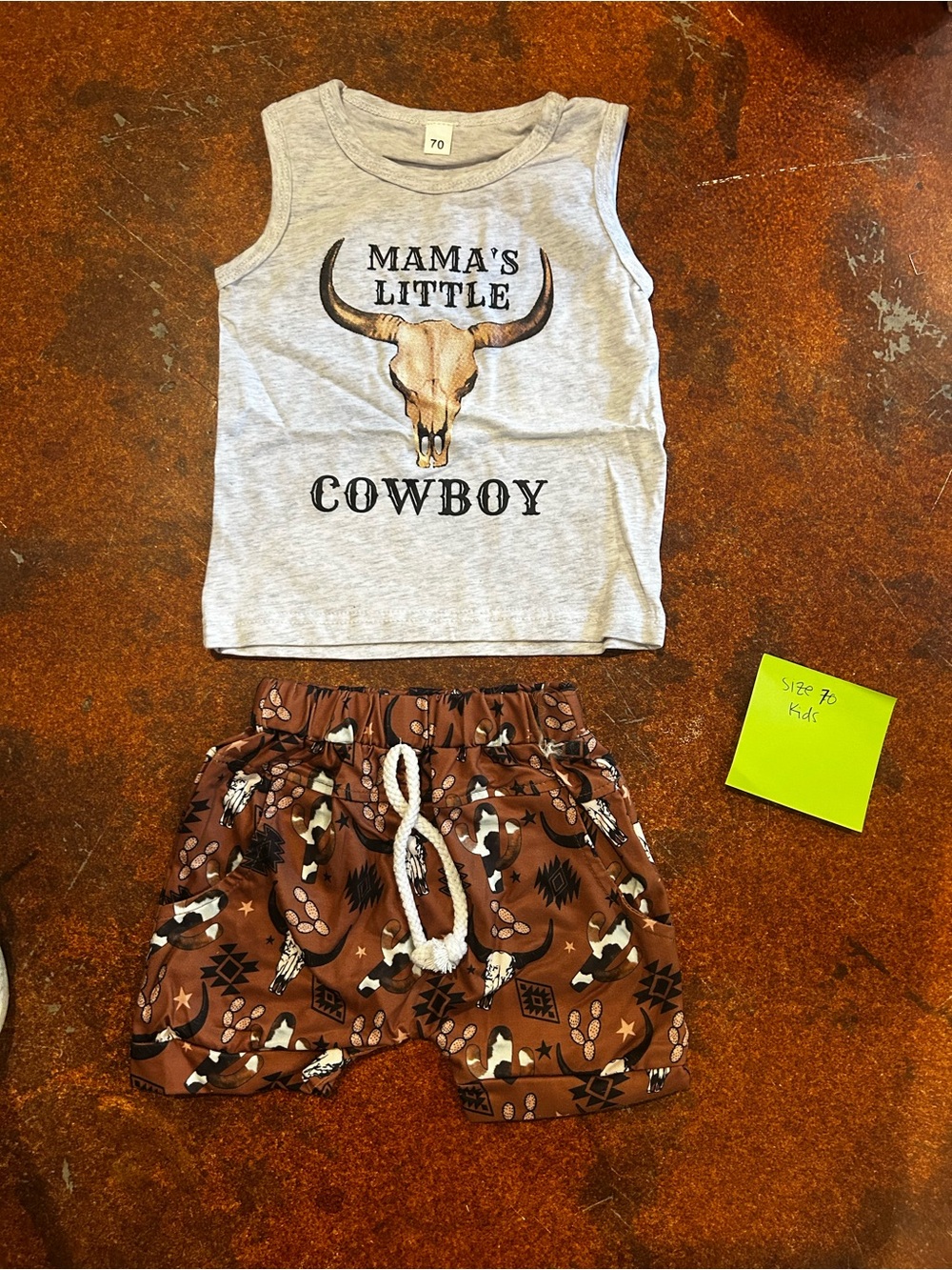 Baby Boys Tank & Shorts Set - Gray Mamas Little Cowboy Tank with Shorts
